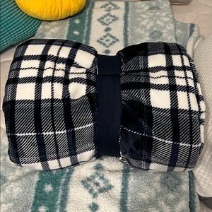 Navy Blue and White Plaid Blanket
